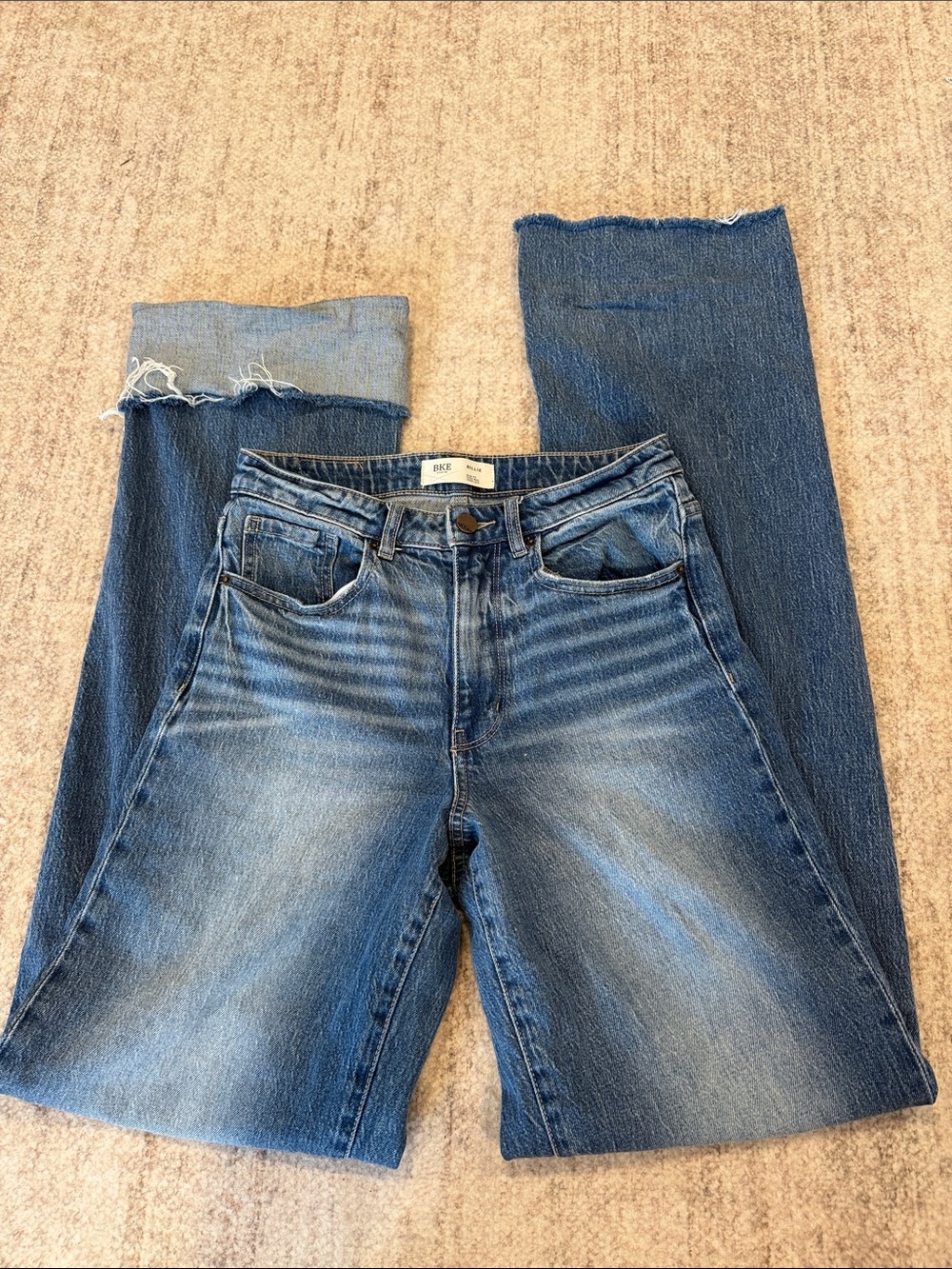 BKE Women's Wide-Leg Flare Jeans - Medium Blue Wash